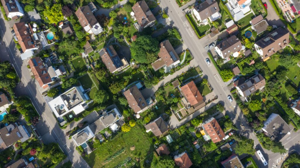 aerial view of house lots during daytime