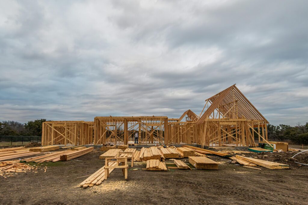 wooden house framing under construction in texas